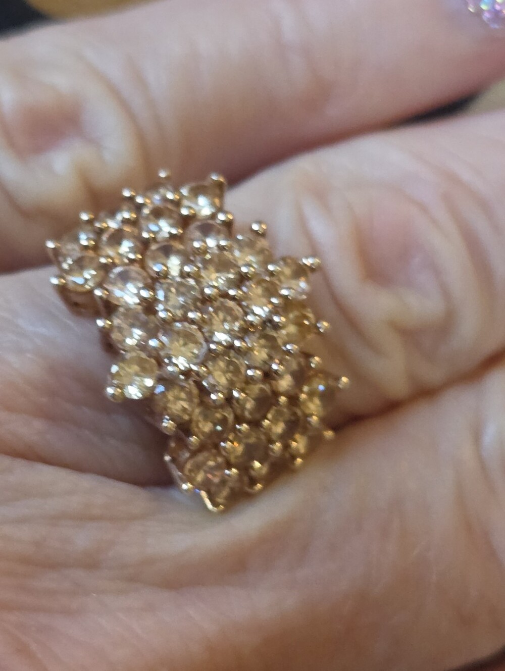 Gold-Tone Cluster Crystal Cocktail Ring - Gold